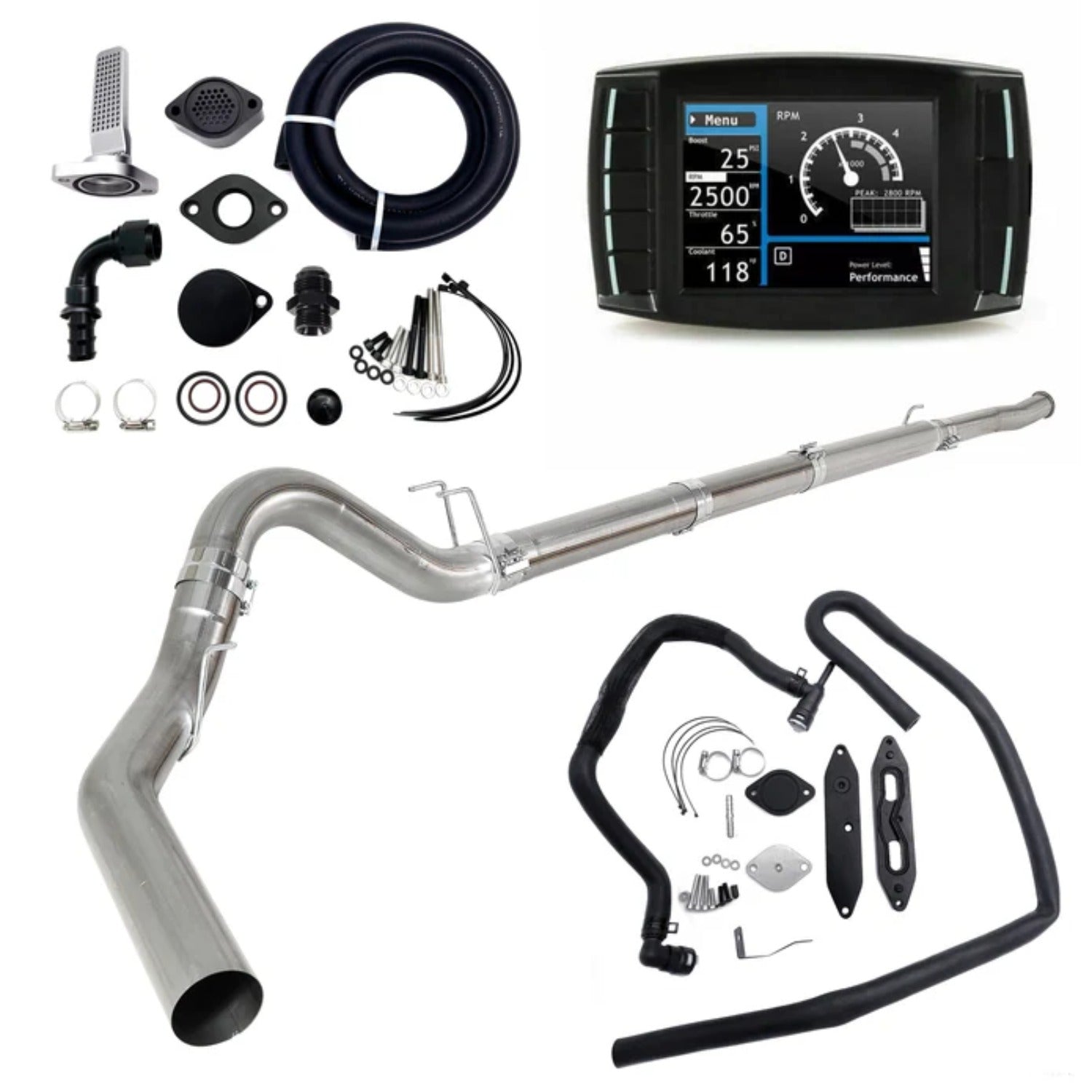 5" DPF Pipe EGR/DEF/CCV Delete Tuner for 6.7L Powerstroke 2011-2019 Ford F250 F350 (No muffler)