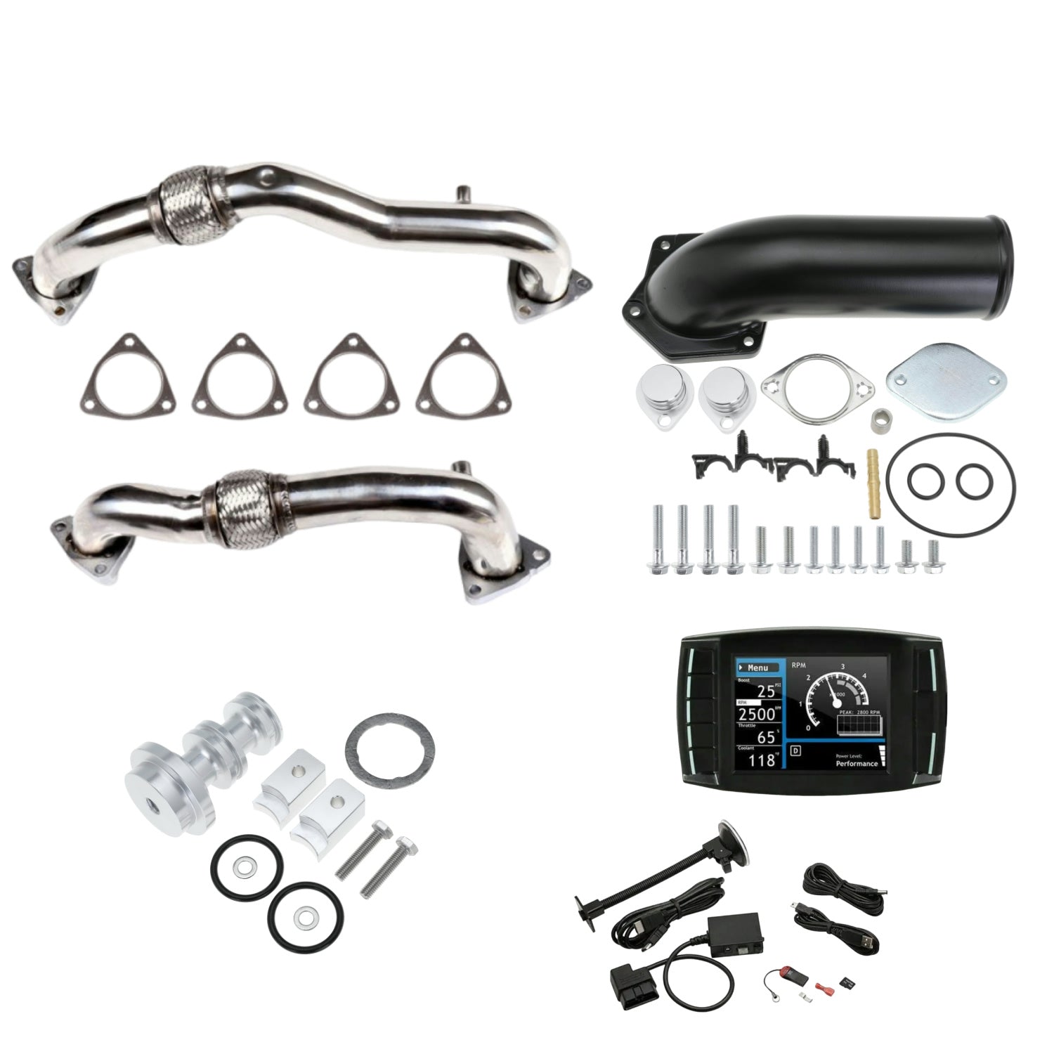 6.4 Powerstork EGR DPF Delete Tuner Plates Bypass Exhaust Up Pipes for 2008-2010 Ford F250 F350