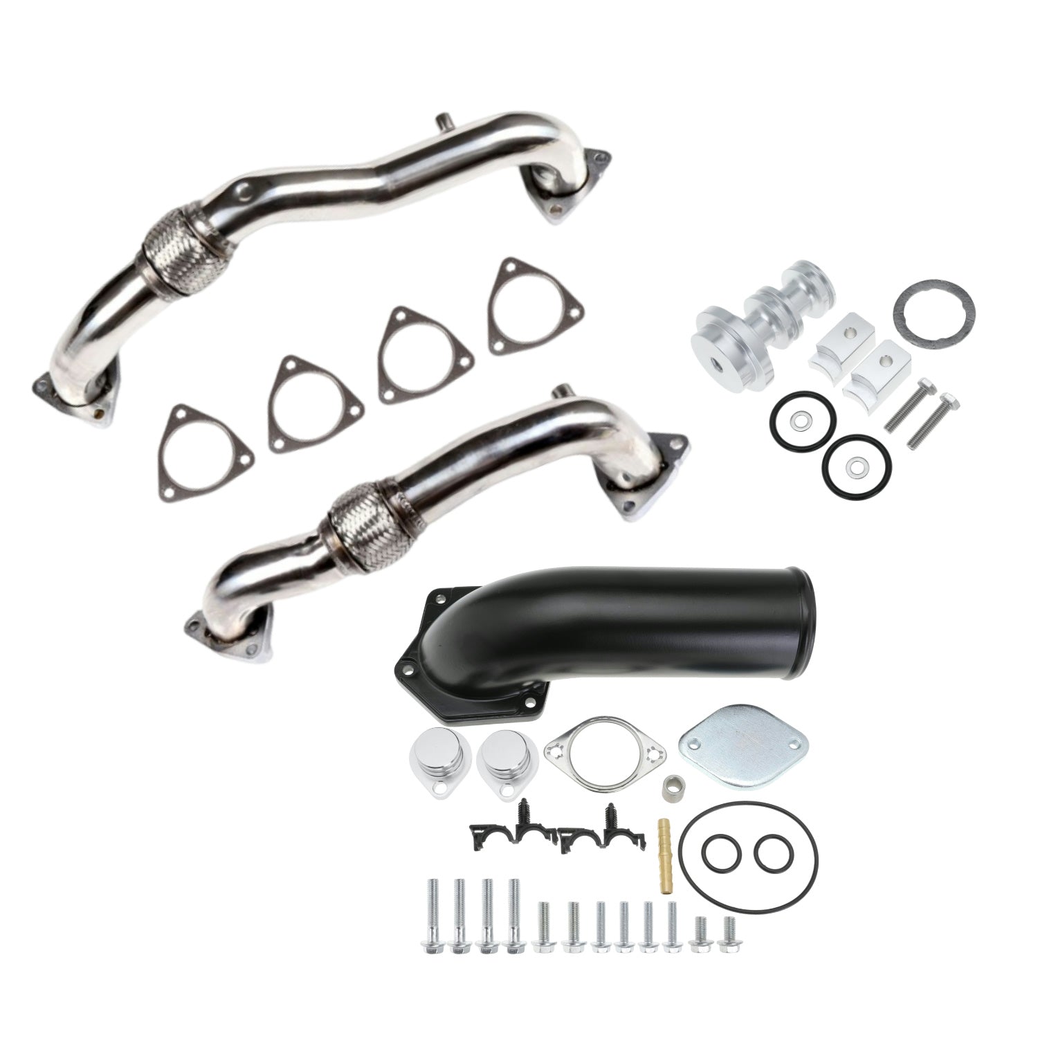 6.4 Powerstork EGR Delete Plates Bypass Exhaust Up Pipes for 2008-2010 Ford F250 F350