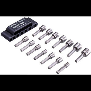 Power Nut Driver Bit Set Dual 1/4" Quick Change SAE & Metric MM Impact Detent Shank 14pcs