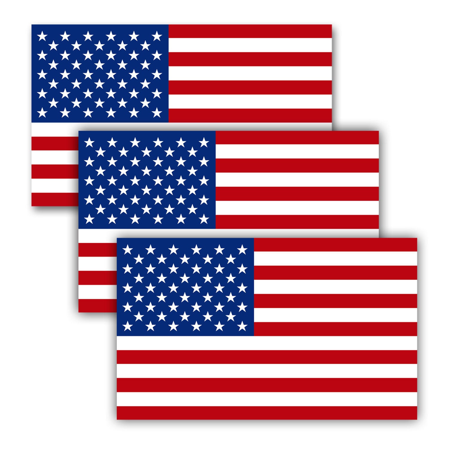 Waterproof Reflective American Flag Car Decals - 3-Pack, 5x3"