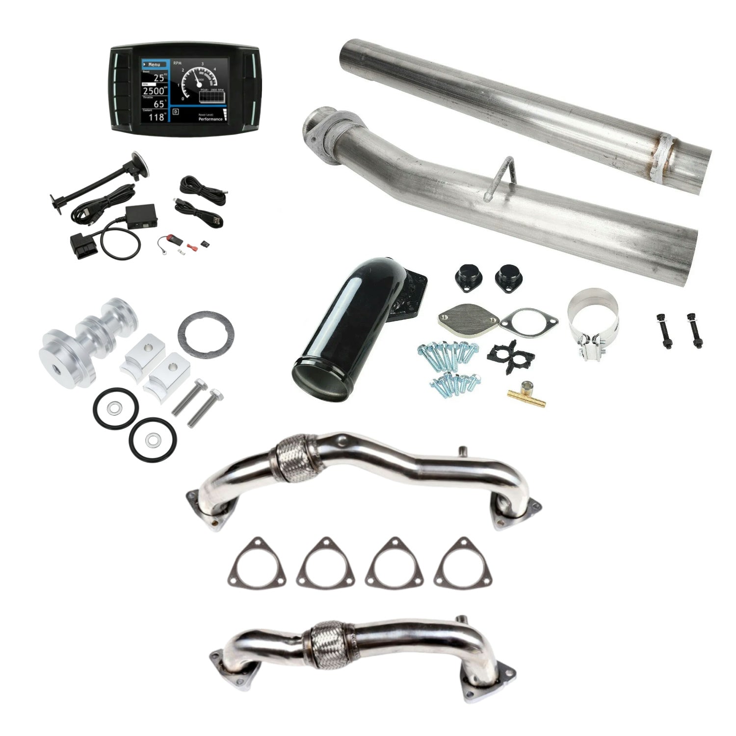 4“” CAT DPF Delete Pipe EGR Delete Kit DPF Tuner EGR Eliminator Spool UP Pipe for 6.4L PowerStroke Ford F250 F350 2008-2010