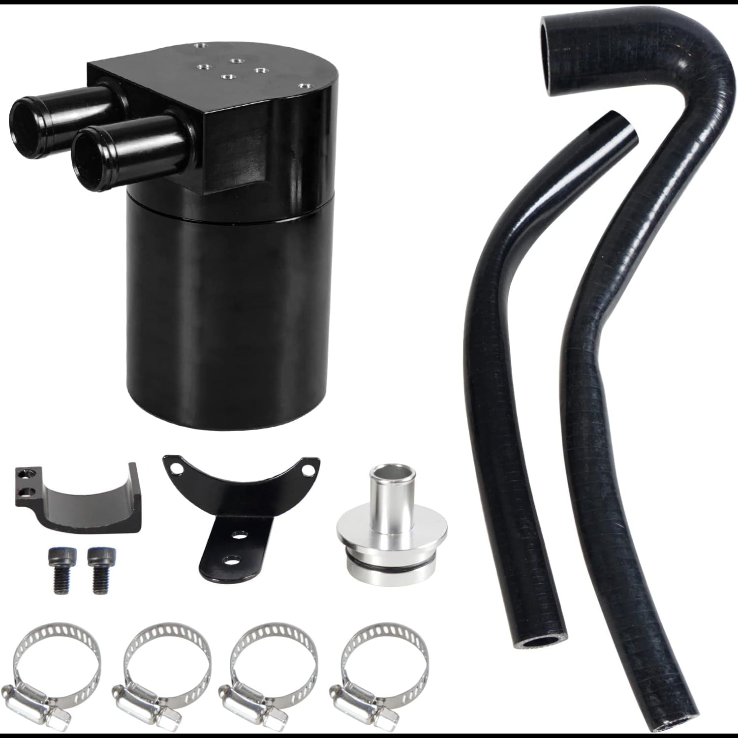 Oil Catch Can with Silicone Radiator Hose for BMW N20/N26 Polished Aluminum Reservior Tank